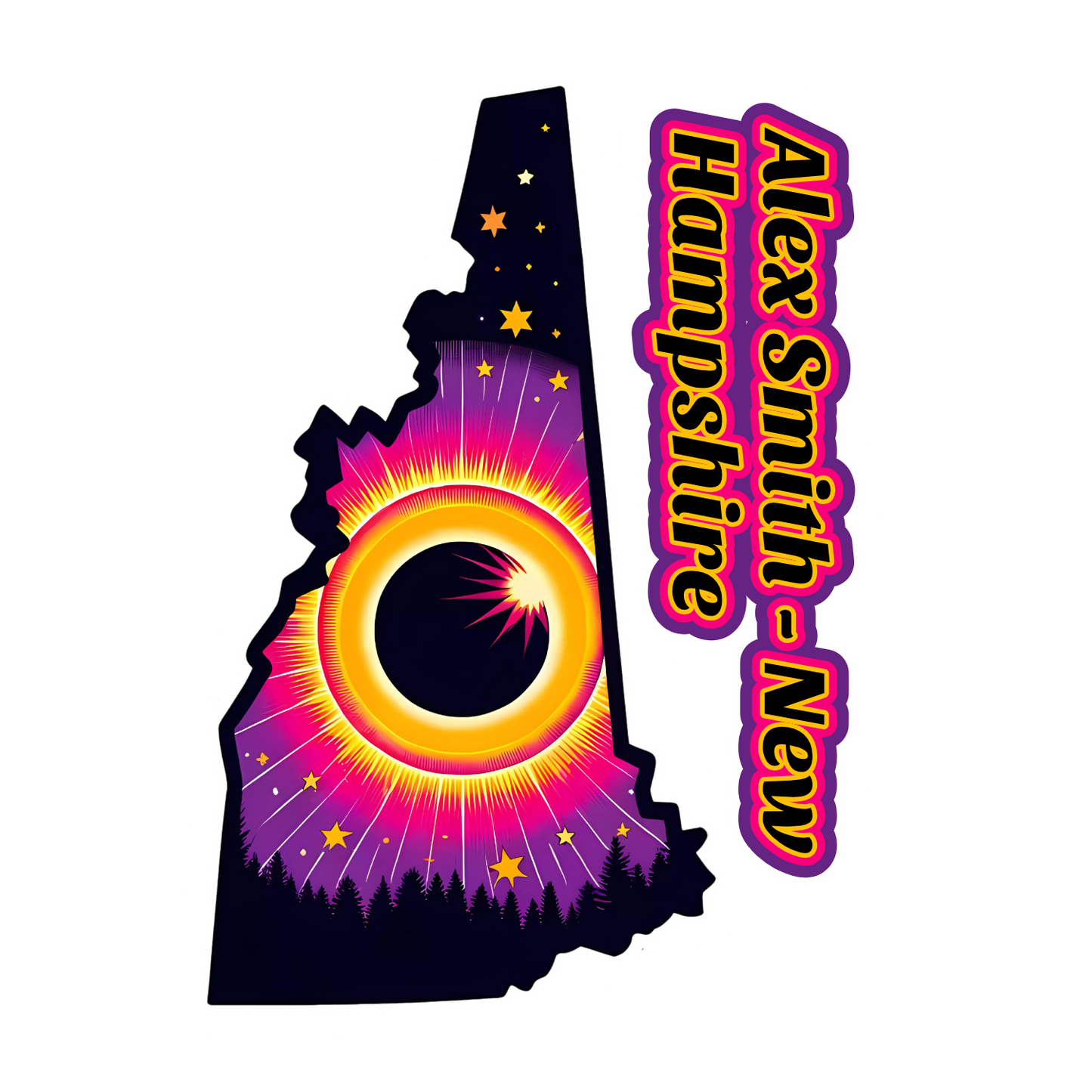 New Hampshire Personalized Solar Eclipse Stickers