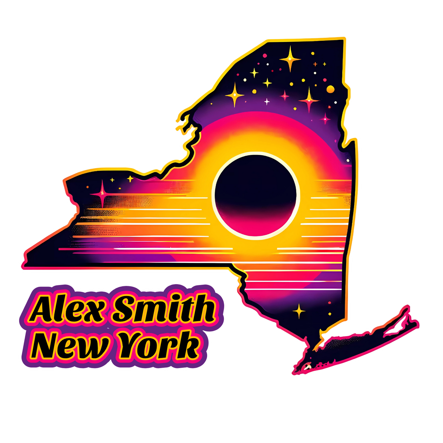 New York Personalized Solar Eclipse Stickers