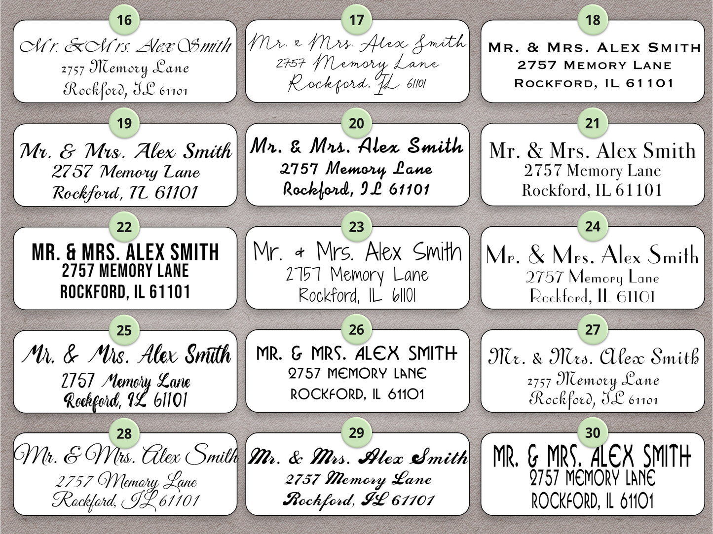 Foiled Return or Guest Address Labels Printed