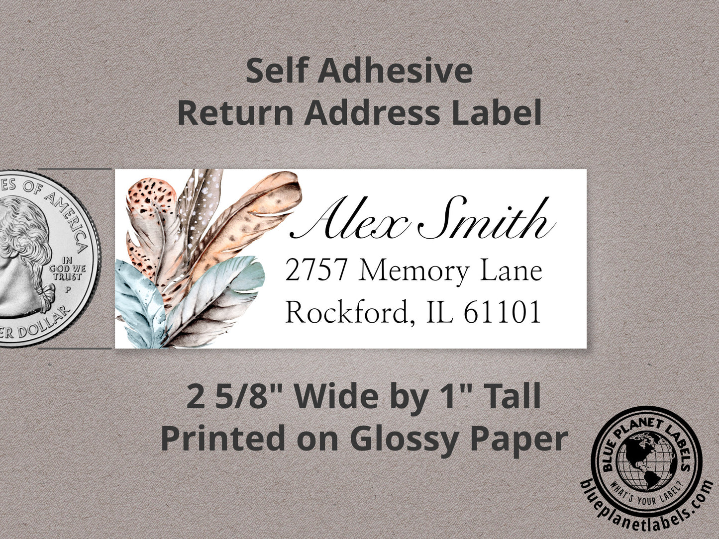 Watercolor Feathers Personalized Return Address Labels