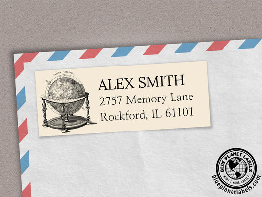 Antique Globe Personalized Return Address Labels
