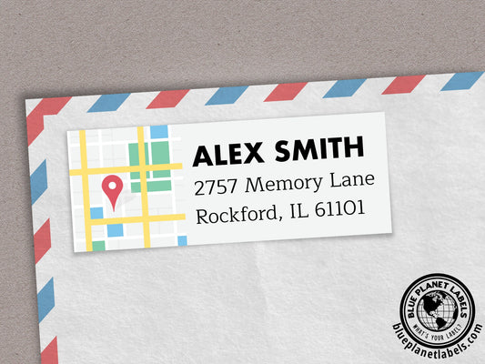 Modern Map Personalized Return Address Labels