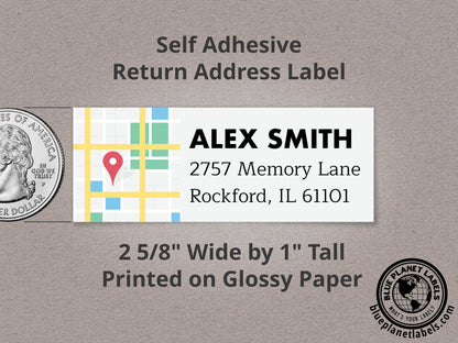 Modern Map Personalized Return Address Labels