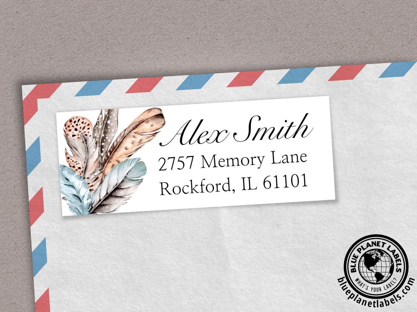 Watercolor Feathers Personalized Return Address Labels