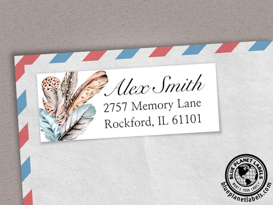 Watercolor Feathers Personalized Return Address Labels