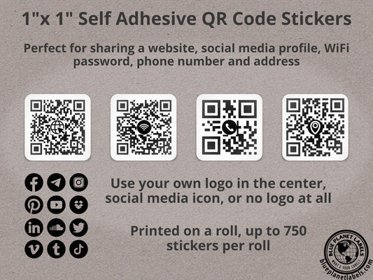 1" Square QR Code Roll Labels