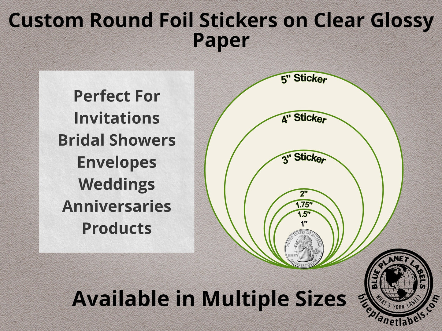 Foiled Round Stickers on Clear Glossy Paper