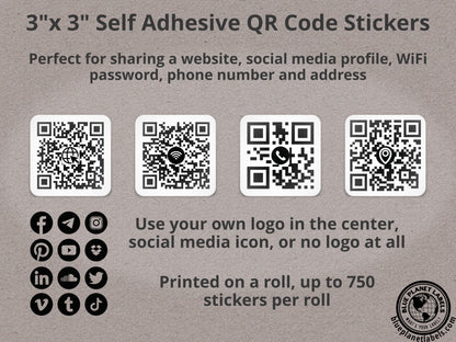 3" Square QR Code Roll Labels